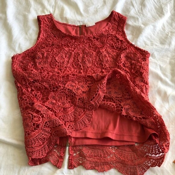 PINK Lace Crochet Tank Top - Picture 6 of 9
